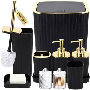 lot 1457 image: XLHOMO Bathroom Accessories Set 10-Piece Black