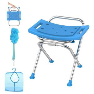 lot 1458 image: UGarden Folding Shower Chair 17.5 Inch Stainless Steel 400 lb Blue