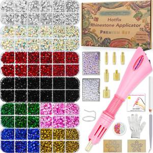 lot 1466 image: Worthofbest Hotfix Rhinestone Applicator Kit 10000 Glass Rhinestones & Pearls