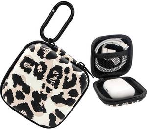 lot 2073 image: PowerDriver Earbud Case Hard EVA Carrying Case with Carabiner Clip, Leopard
