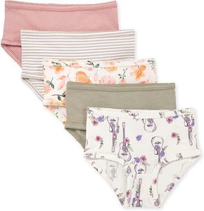 lot 2129 image: Burts Bees Baby Girls Organic Cotton Brief Underwear 5-Pack