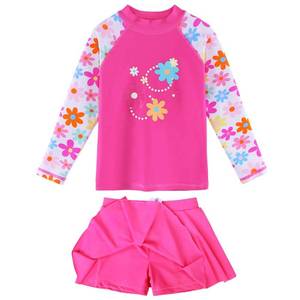 lot 2130 image: BAOHULU Girls Long Sleeve Rash Guard Swimsuit UPF 50 Hot Pink 11-12Y
