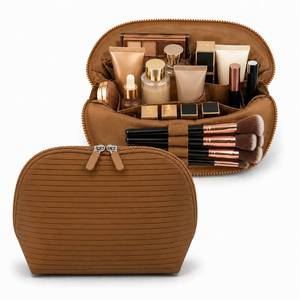 lot 2132 image: Cozomga Standing Fold Down Travel Makeup Bag Medium Vicuna