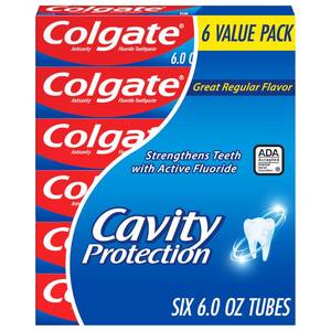 lot 2146 image: Colgate Cavity Protection Fluoride Toothpaste, Mint, 6 Pack, 6 oz