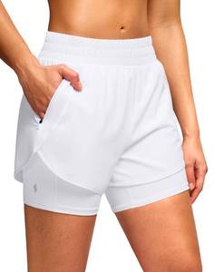 lot 2171 image: Soothfeel Womens 2-in-1 Athletic Running Shorts with Liner Zipper Pockets, Size 2XL