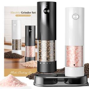 lot 2178 image: Gaivis Electric Salt and Pepper Grinder Set Rechargeable 2 Pack Black White