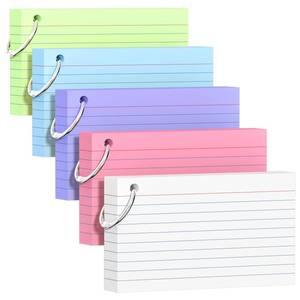 lot 2193 image: AILZFEI Colored Index Cards 3x5 Inch 250 Count with Key Ring
