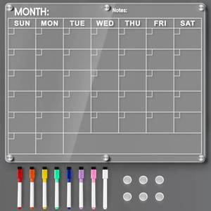 lot 2215 image: LANDNEOO Acrylic Fridge Calendar Magnetic Monthly Planner 14.5 x 11.5 in