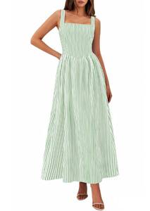 lot 5445 image: PRETTYGARDEN Womens Striped Maxi Dress A-Line Summer Sundress