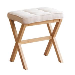 lot 5449 image: FILWH Small Padded Footstool Ottoman With Bamboo Legs, Natural and Beige