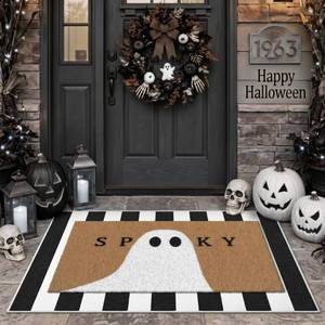 lot 5466 image: Tinideya Halloween Door Mat Set 2 Pcs Outdoor Ghost Welcome Mat
