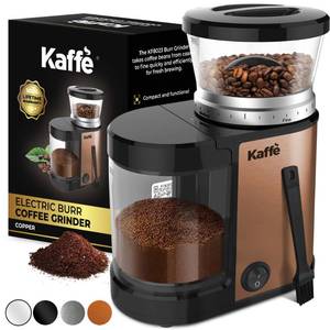 lot 5474 image: Electric Burr Coffee Grinder 5.5oz Flat Burr 14 Settings Copper