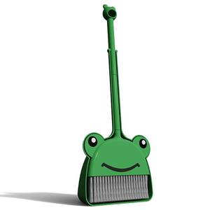 lot 6191 image: SCKTYZS Mini Broom and Dustpan Set for Kids Pretend Play Frog Green