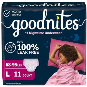 lot 6198 image: GoodNites Girls Nighttime Underwear Size Large 11 Ct
