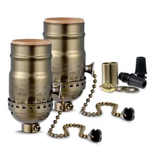 lot 6223 image: EMNOOTI Pull Chain Light Socket E26 Standard Screw UL Listed Antique Brass