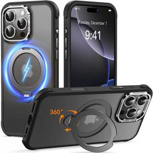lot 6235 image: MagSafe Phone Case with 360° Stand for iPhone 16 Pro 6.3-Inch, Black