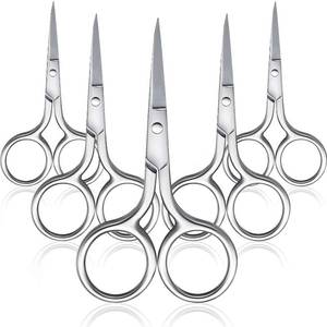 lot 6252 image: Mudder Small Facial Hair Scissors 5 Pcs Straight Tip Stainless Steel Silver