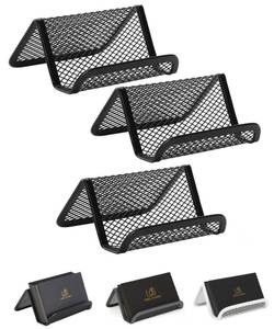 lot 6265 image: Mr. Pen Metal Mesh Business Card Holders 3 Pack Black