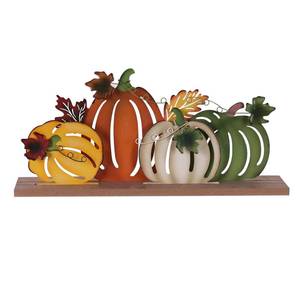 lot 6277 image: MEETYAMOR Wood and Metal Fall Pumpkin Decorations for Table Mantel