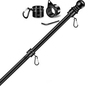 lot 7781 image: LOMETY Flag Pole 6FT Stainless Steel Thickened Heavy Duty Black