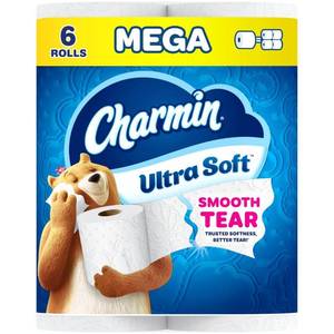 lot 7785 image: Charmin Ultra Soft Toilet Paper 6 Mega Rolls (24 Regular Rolls)