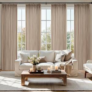lot 7791 image: MIULEE Pinch Pleated Linen Curtains 40x96 Inches Taupe 4 Panels