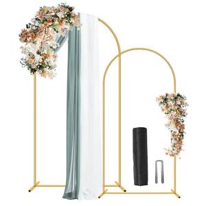 lot 7796 image: ParseBio 2 Pack Metal Wedding Arch Backdrop Stand Gold 7.2FT 6FT
