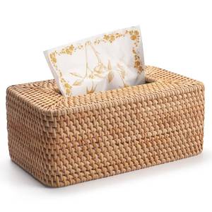 lot 7798 image: DECRAFTS Rattan Tissue Box Cover Natural Rectangular 10 x 6.1 x 4.1 Inch