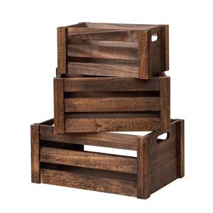 lot 7799 image: Bisaten Nesting Wooden Storage Crates Set of 3 Rustic Farmhouse Retro Brown
