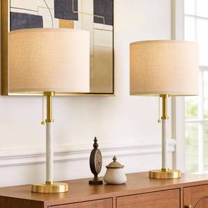 lot 7803 image: Wood Table Lamp 22 Mid Century Modern Linen Shade