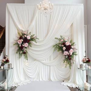 lot 7832 image: Party Village Ivory Backdrop Curtain 20Ft X 15Ft Wedding Event  Retail $159.99