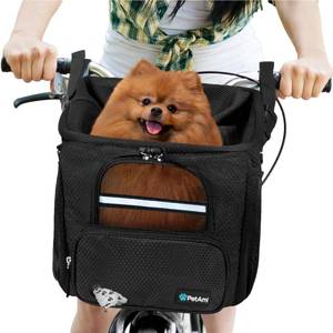lot 7860 image: PetAmi Dog Bike Basket Pet Carrier Backpack Soft-Sided Ventilated Black