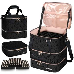 lot 7874 image: SIYNPAV Nail Polish Organizer Bag Holds 126 Bottles 3 Layers Black