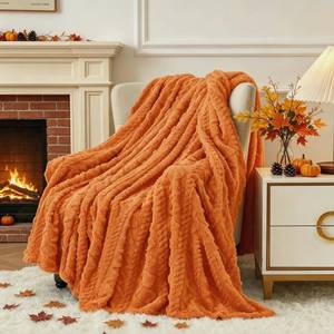 lot 7880 image: Aganear Fleece Throw Blanket 50x60 Inch Orange