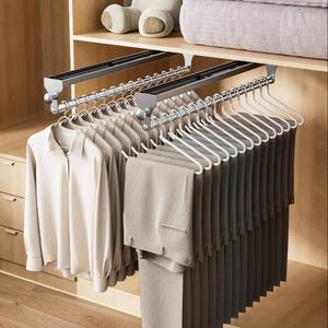 lot 7883 image: CICUFY 2 Pack Pull Out Closet Rod 15.7 Inch Heavy Duty Pants Rack Gray
