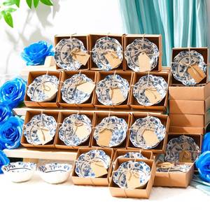 lot 7886 image: SiliFine Ceramic Mini Bowls 24 Pcs 3.35in Blue Flower Design