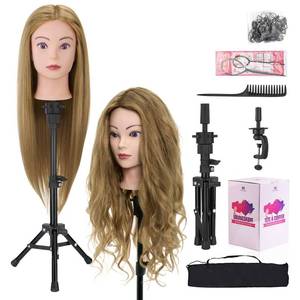lot 7891 image: Neverland Beauty & Health Mannequin Head 28 Inch Human Hair With Tripod Stand