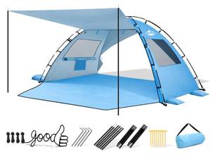lot 7892 image: Purebox Beach Tent Sun Shelter with Canopy 3-4 Person UPF50