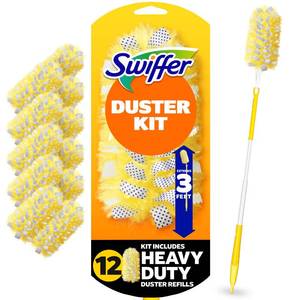lot 7897 image: Swiffer Duster Kit with 3 Ft Extendable Handle and 12 Refills