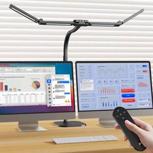 lot 7972 image: Omorepa LED Desk Lamp with Base 24W 4 Light Bar Gooseneck Design