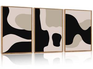 lot 7974 image: CHDITB Abstract Framed Canvas Wall Art Set of 3 12x16 Inch Black Beige(Only 2)
