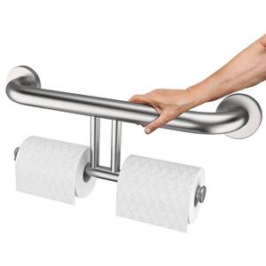 lot 7980 image: Zepolu Brushed Nickel Grab Bar with Toilet Paper Holder 17 Inch