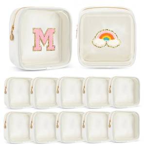 lot 7984 image: Kacctyen 12 Pack Mini Square Makeup Bag 5.12 Inch White Nylon Pouch with Zipper
