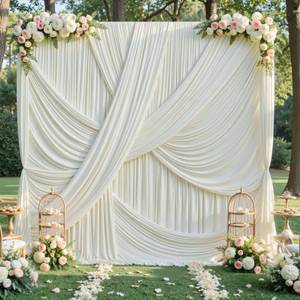lot 8019 image: Party Village Ivory Backdrop Curtains 10x12 ft 2 Panels