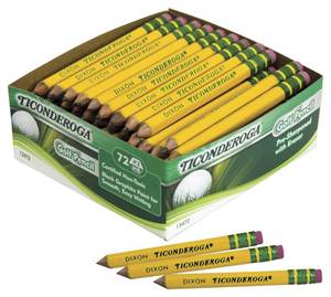 lot 8025 image: Ticonderoga Golf Pencils with Erasers #2 HB Lead Yellow Pack of 72