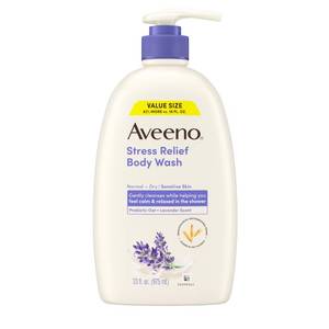 lot 8027 image: Aveeno Stress Relief Body Wash Lavender 33 Fl Oz