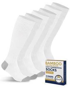 lot 8040 image: Pembrook Bamboo Viscose Light Compression Socks 8-15 mmHg 3 Pairs White