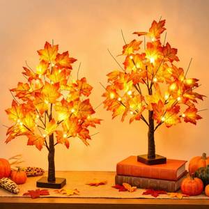 lot 8052 image: EAMBRITE Fall Maple Tree Decor 22 Inch 24 LED Warm White Lights
