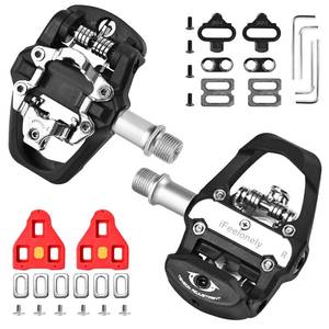 lot 8092 image: iFeelonely Indoor Bike Pedals 916 Thread Dual-Sided Clip-In with Cleats