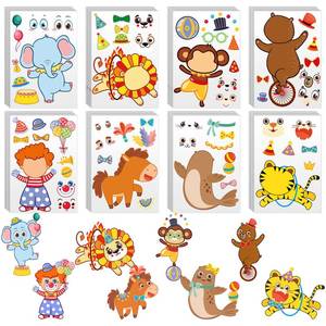 lot 8105 image: Zonon Make a Face Circus Animal Stickers 48 Pcs
